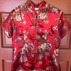 Red Chinese silk top